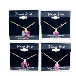 NWT Bianca Stone Swarovski Set Mommy and Me Crystal Heart Necklaces